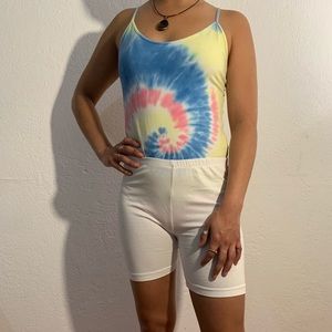 Tie dye onesie / biker shorts
